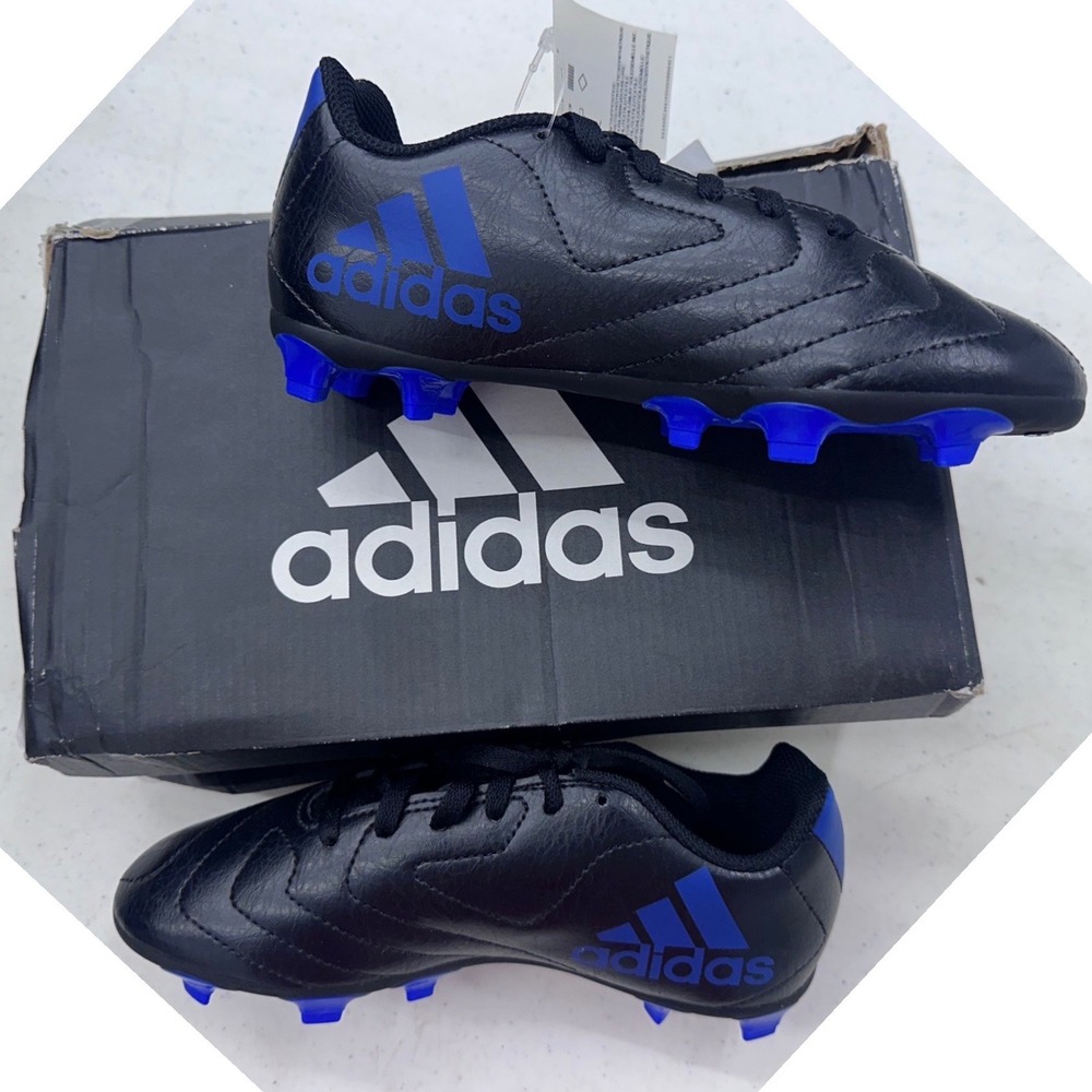 Adidas Goletto VII FG J Kids Soccer Cleats Black Royal Blue FV2894 Size 1.5Y